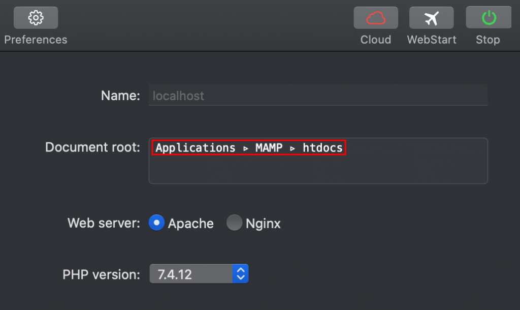 Document root MAMP