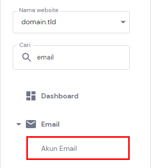Memilih opsi Akun Email di hosting account dashboard di hPanel 