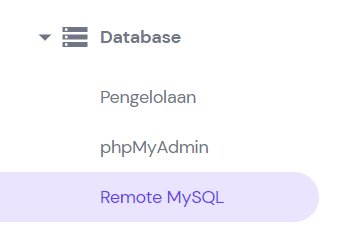 opsi Remote MySQL pada menu Database di hPanel