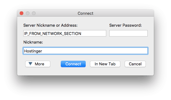 Membuat koneksi di server TS3 pada Mac