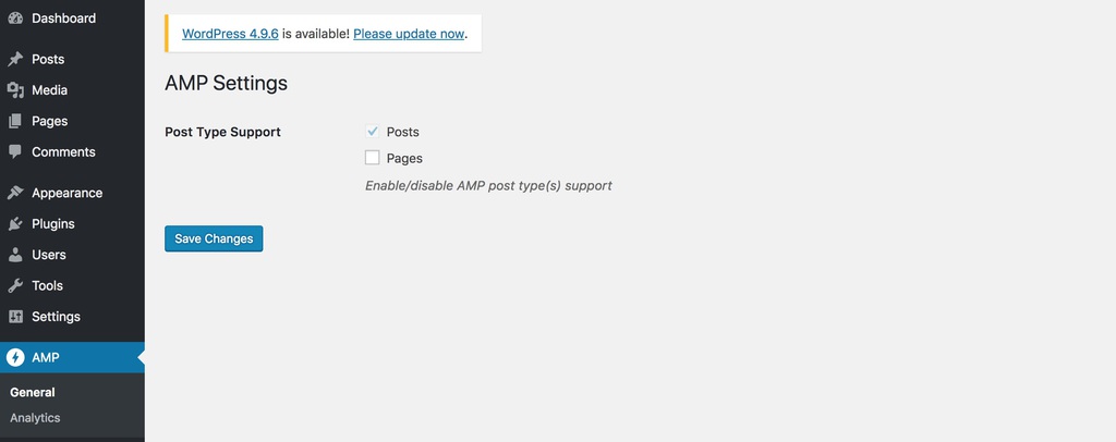 Halaman Pengaturan Umum Plugin AMP for WordPress