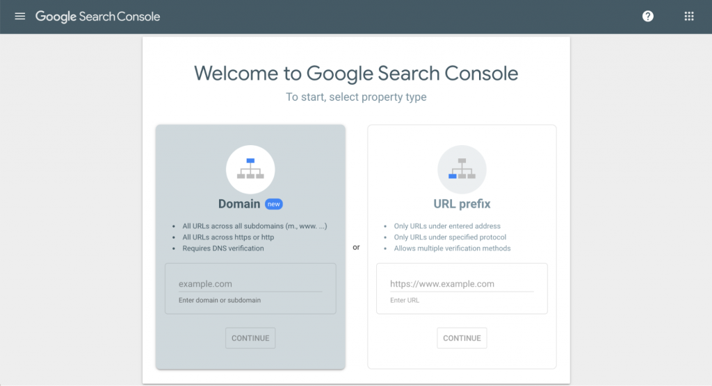 Halaman depan Google Search Console