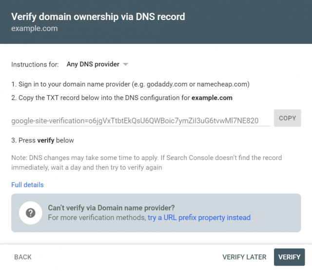 Memverifikasi DNS domain
