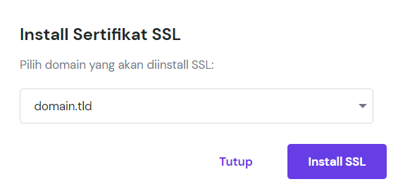 Popup untuk menginstall sertifikat SSL di hPanel