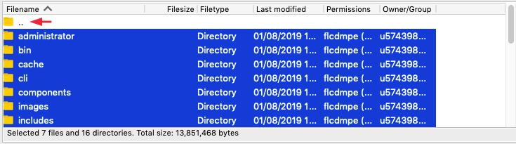 Memindahkan file via FileZilla FTP client