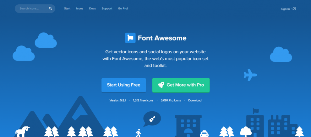 landing page font awesome
