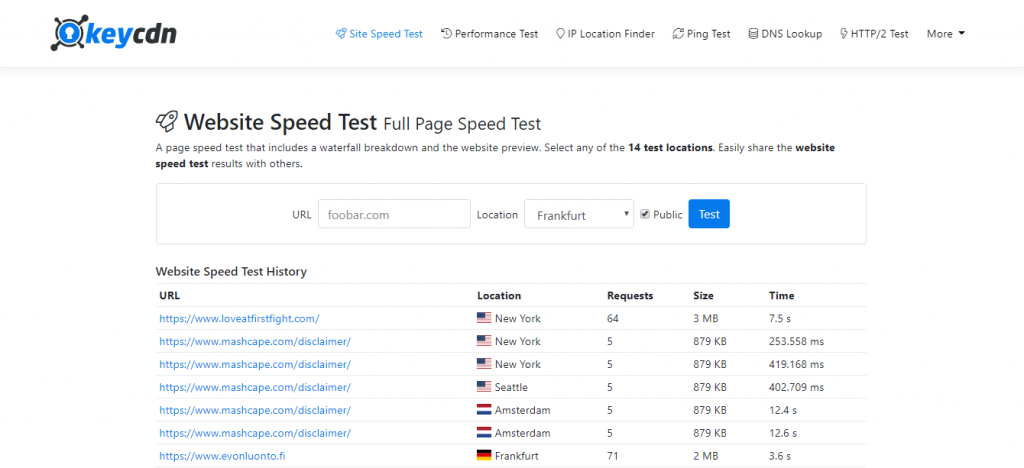 Cara cek kecepatan website dengan KeyCDN