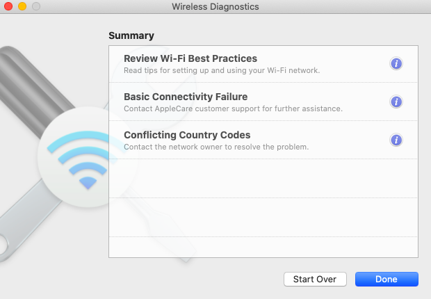 Wireless diagnostics di Mac