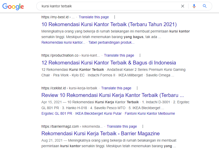 Contoh search intent