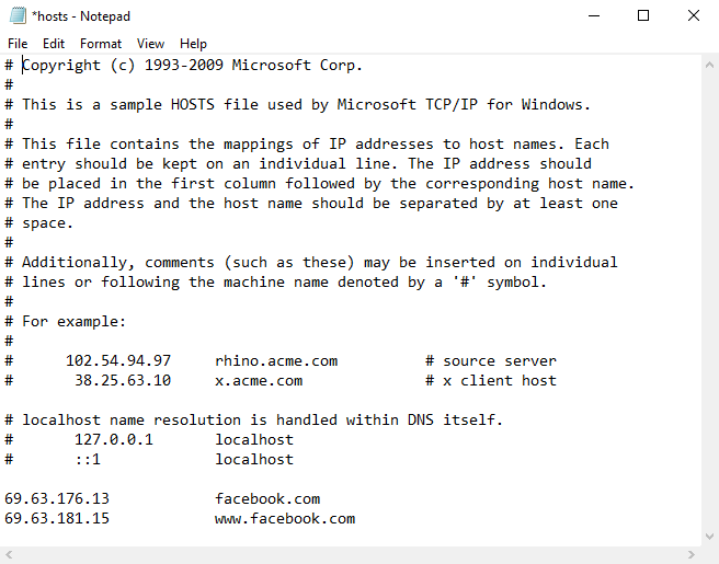 file hosts di Notepad
