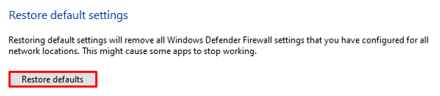 restore defaults windows