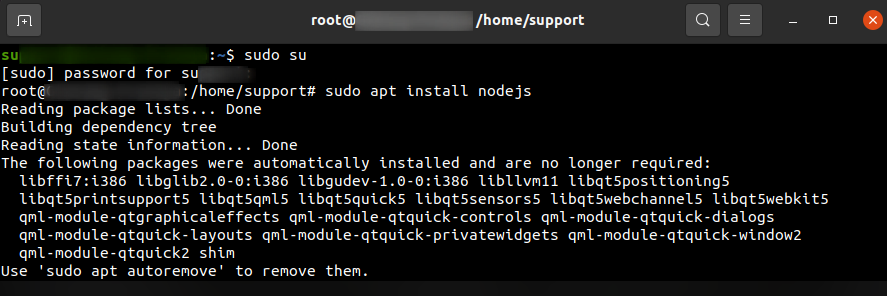 instal node.js di linux