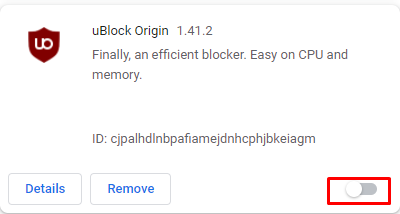 menonaktifkan ublock origin