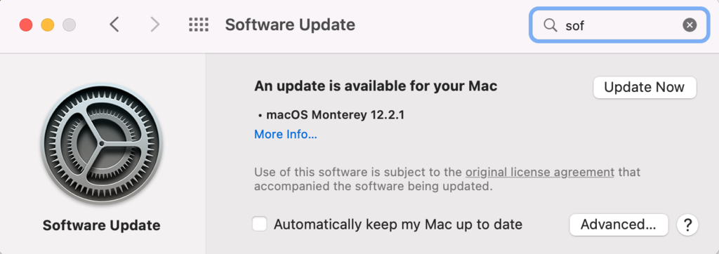 menu software update di macos