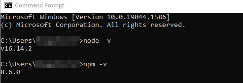 verifikasi versi node.js dan npm di windows
