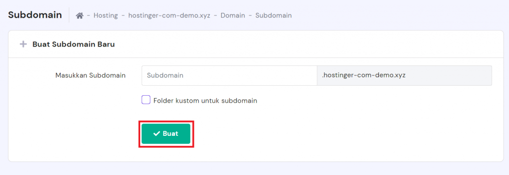buat sub domain