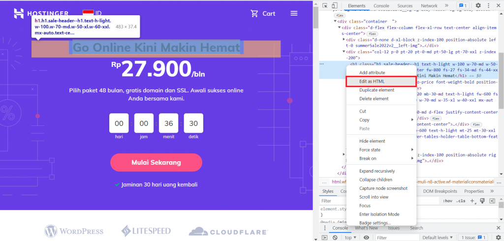 edit sebagai html di chrome