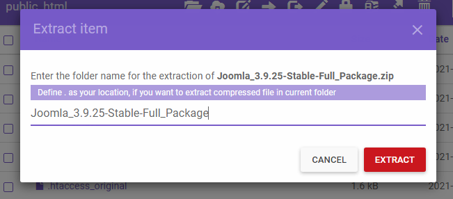 Extract pada file Joomla