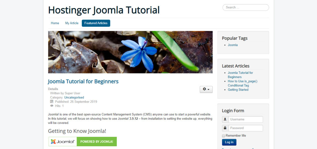 Halaman menu situs Joomla