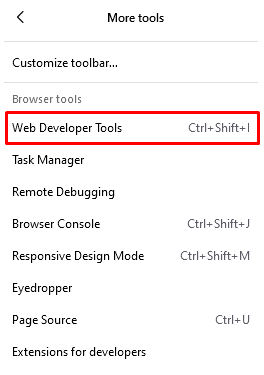 membuka web developer tools di firefox