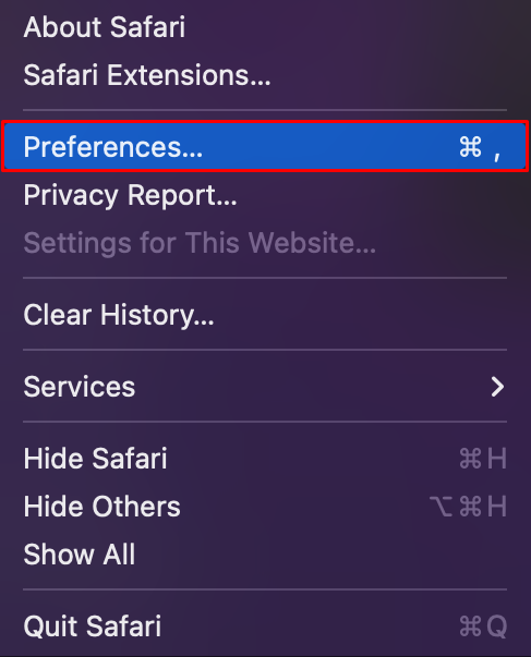 preferensi safari di macos