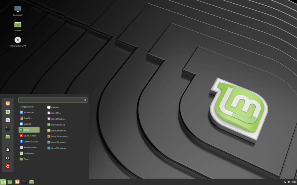 tampilan desktop Linux Mint