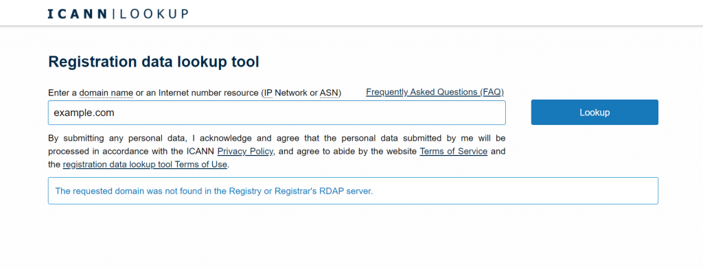 tool lookup data registrasi icann lookup