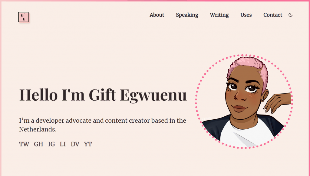Portofolio web developer Gift Egwuenu