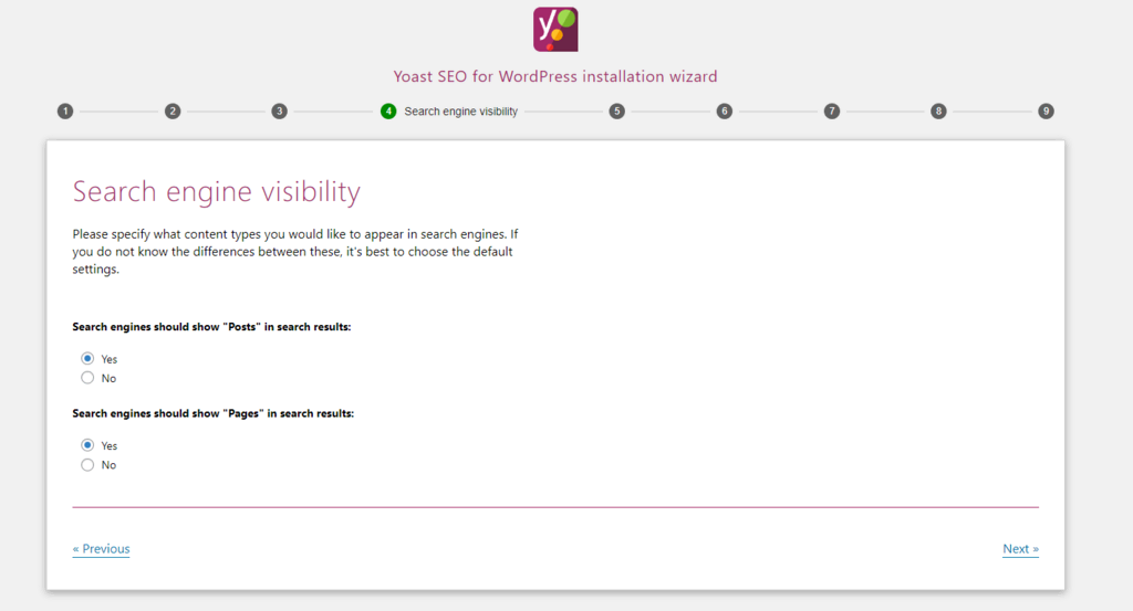 Search Engine Visibility pada Yoast