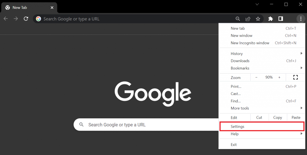 tombol setting di Google Chrome