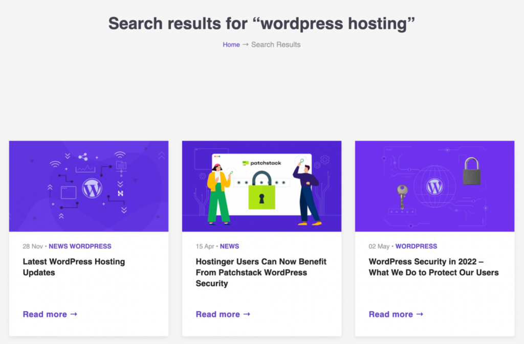 Contoh hasil pencarian WordPress hosting
