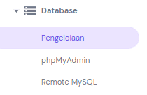 Bagian Pengelolaan di setting Database hPanel
