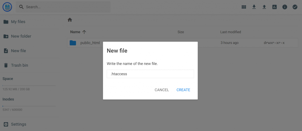 Membuat file .htaccess baru di File Manager hPanel