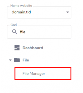Menu File Manager di hPanel