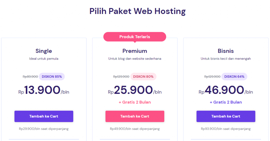 harga paket web hosting murah di hostinger