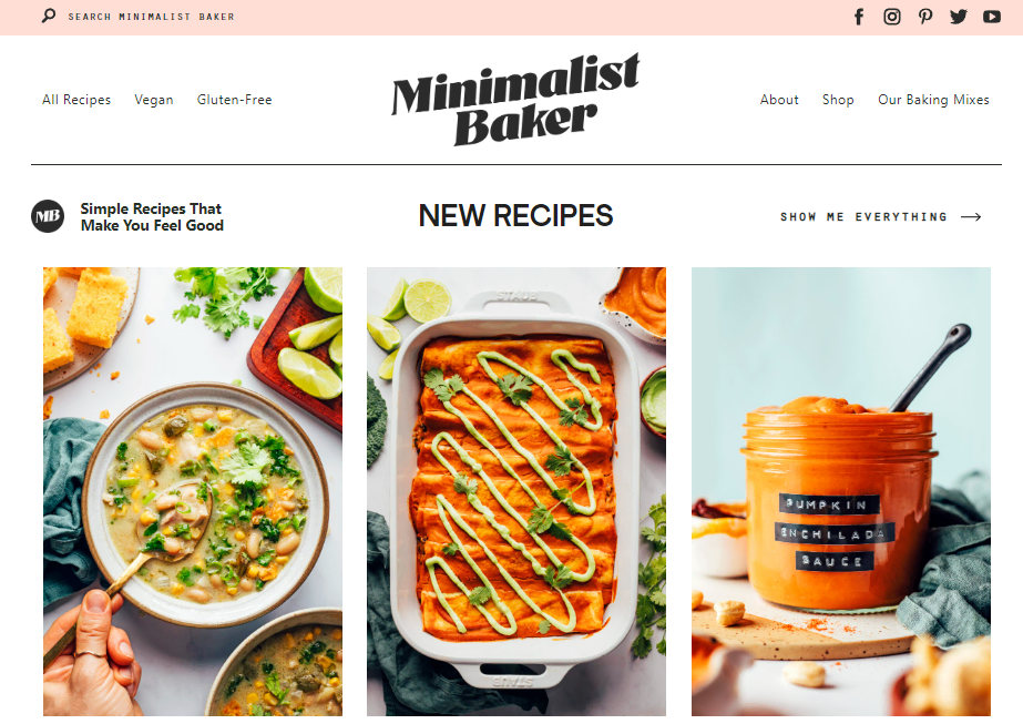 homepage Minimalist Baker