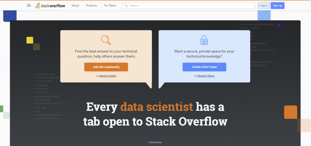 homepage Stack-Overflow, website QA untuk topik pemrograman komputer