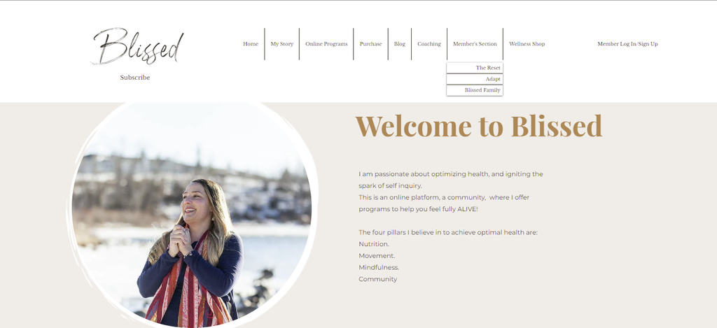 homepage website kesehatan dan mindfulness Blissed