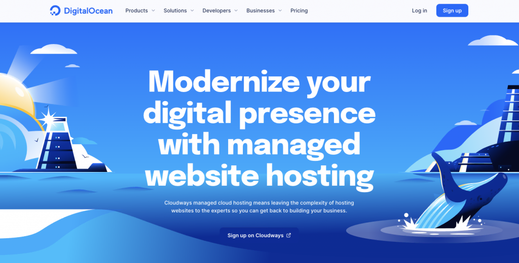 landing page cloud hosting DigitalOcean