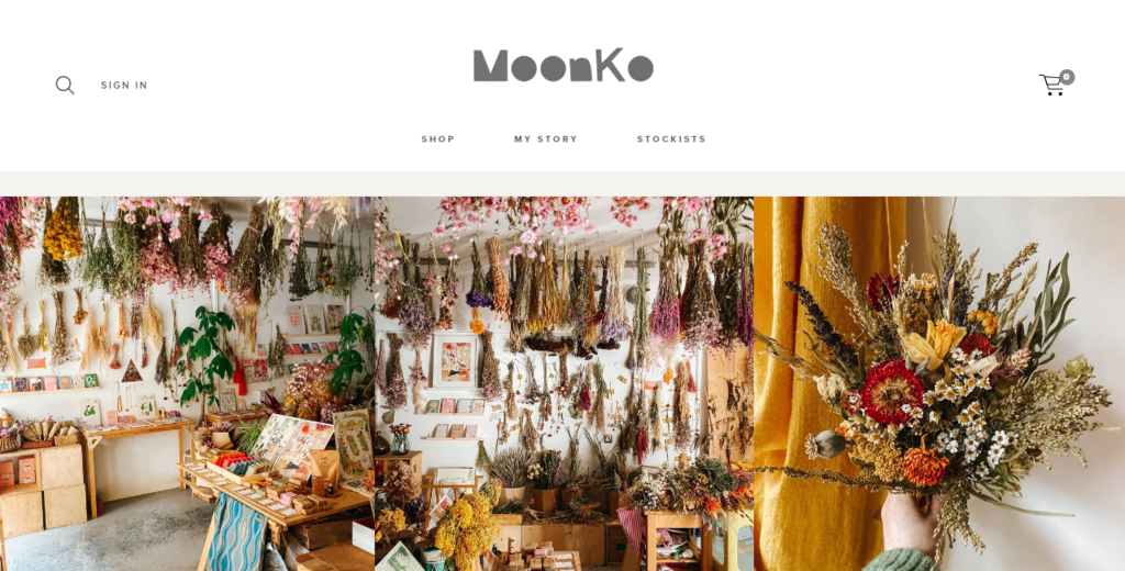 website MoonKo toko bunga kering di inggris