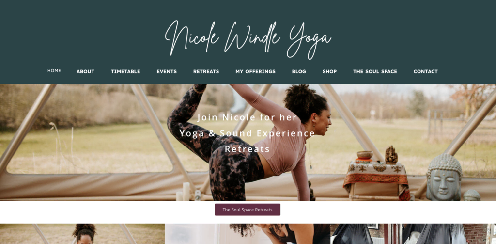 contoh website pribadi Nicole Windle Yoga