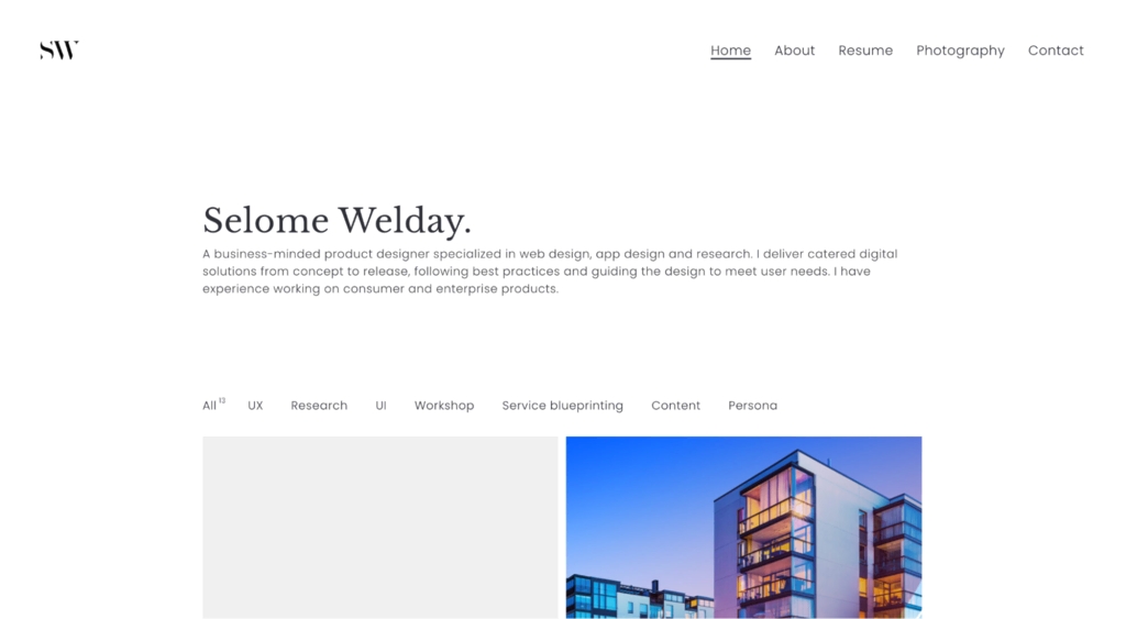 contoh website pribadi Selome Welday