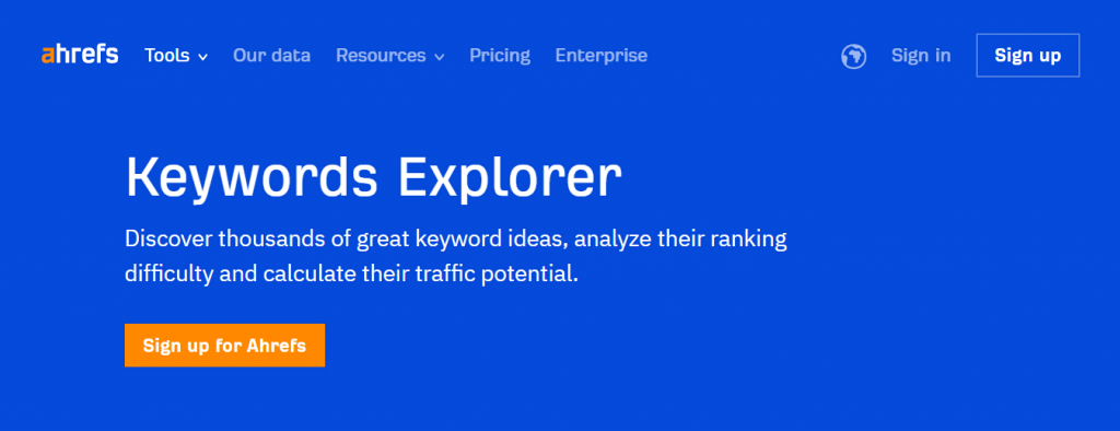 halaman keywords explorer di website ahrefs