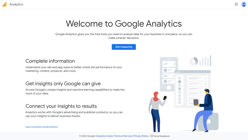 halaman sambutan google analytics