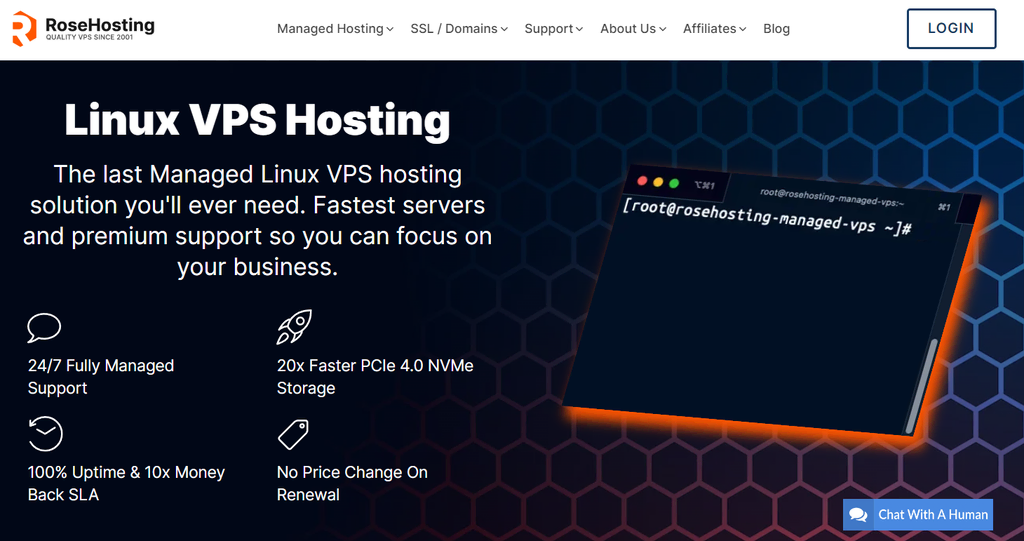 landing page rosehosting salah satu rekomendasi provider hosting vps