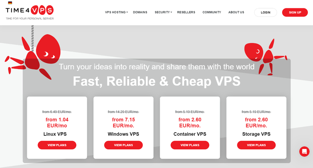 landing page website time4vps