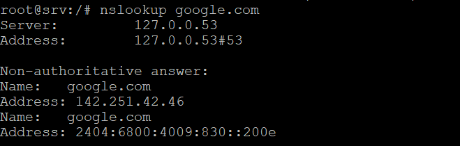 command nslookup meminta informasi ip address domain google