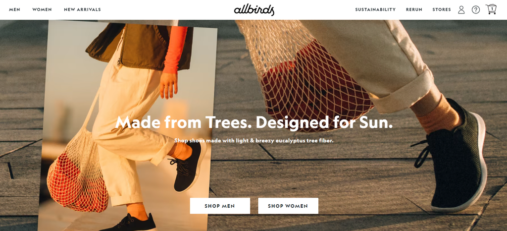 homepage Allbirds sebagai salah satu contoh website toko online terbaik