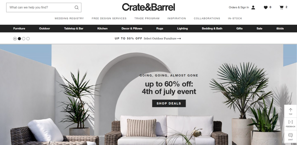 homepage Crate Barrel