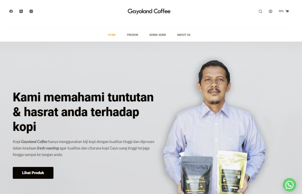 homepage gayoland coffee contoh website umkm kopi